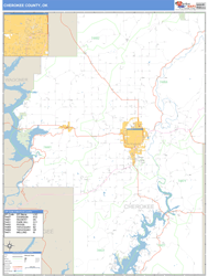 Cherokee County, OK Zip Code Wall Map