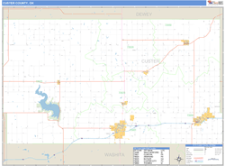 Custer County, OK Zip Code Wall Map