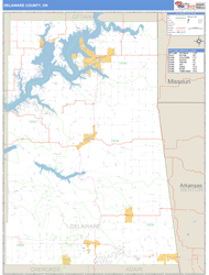 Delaware County, OK Zip Code Wall Map