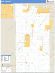 Grady County, OK Zip Code Wall Map