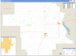 Greer County, OK Zip Code Wall Map