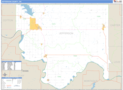 Jefferson County, OK Zip Code Wall Map