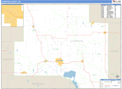 Johnston County, OK Zip Code Wall Map