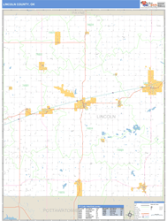 Lincoln County, OK Zip Code Wall Map