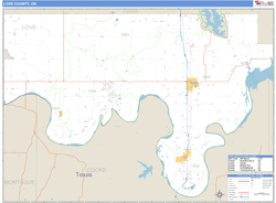 Love County, OK Zip Code Wall Map