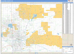 Oklahoma County, OK Zip Code Wall Map