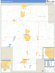 Okmulgee County, OK Zip Code Wall Map