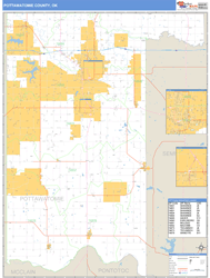 Pottawatomie County, OK Zip Code Wall Map