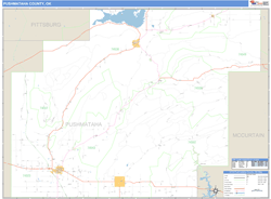 Pushmataha County, OK Zip Code Wall Map