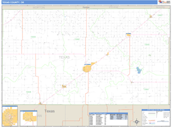 Texas County, OK Zip Code Wall Map