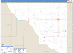 Woods County, OK Zip Code Wall Map