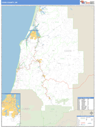 Coos County, OR Zip Code Wall Map