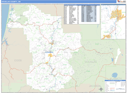 Douglas County, OR Zip Code Wall Map