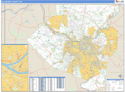 Allegheny County, PA Zip Code Wall Map