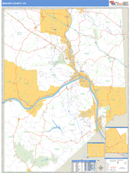 Beaver County, PA Zip Code Wall Map