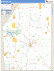 Butler County, PA Zip Code Wall Map