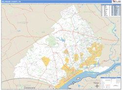 Delaware County, PA Zip Code Wall Map