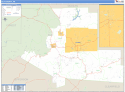 Elk County, PA Zip Code Wall Map