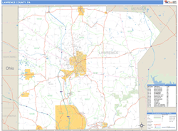 Lawrence County, PA Zip Code Wall Map