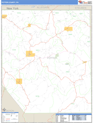 Potter County, PA Zip Code Wall Map