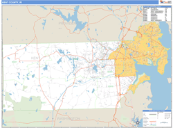 Kent County, RI Zip Code Wall Map