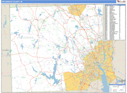 Providence County, RI Zip Code Wall Map