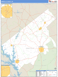Abbeville County, SC Zip Code Wall Map