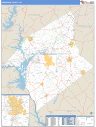 Anderson County, SC Zip Code Wall Map
