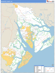 Beaufort County, SC Zip Code Wall Map