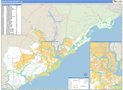 Charleston County, SC Zip Code Wall Map