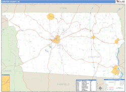 Chester County, SC Zip Code Wall Map