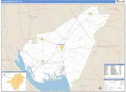 Clarendon County, SC Zip Code Wall Map