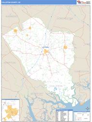 Colleton County, SC Zip Code Wall Map