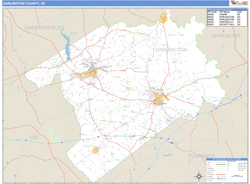 Darlington County, SC Zip Code Wall Map