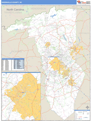 Greenville County, SC Zip Code Wall Map