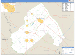 Hampton County, SC Zip Code Wall Map