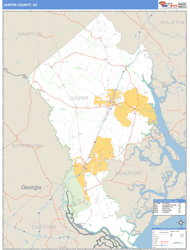 Jasper County, SC Zip Code Wall Map