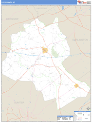 Lee County, SC Zip Code Wall Map