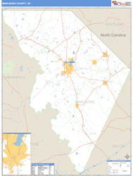 Marlboro County, SC Zip Code Wall Map