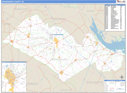 Orangeburg County, SC Zip Code Wall Map