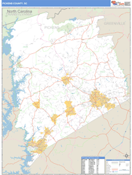 Pickens County, SC Zip Code Wall Map