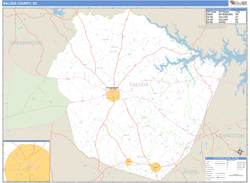 Saluda County, SC Zip Code Wall Map