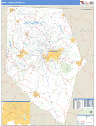 Spartanburg County, SC Zip Code Wall Map