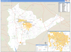 Sumter County, SC Zip Code Wall Map