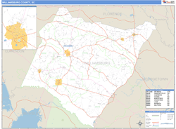 Williamsburg County, SC Zip Code Wall Map