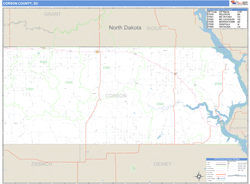 Corson County, SD Zip Code Wall Map