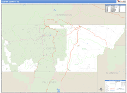 Custer County, SD Zip Code Wall Map