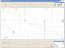 Edmunds County, SD Zip Code Wall Map