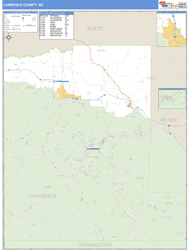 Lawrence County, SD Zip Code Wall Map