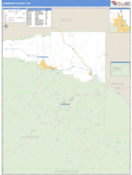 Lawrence County, SD Wall Map